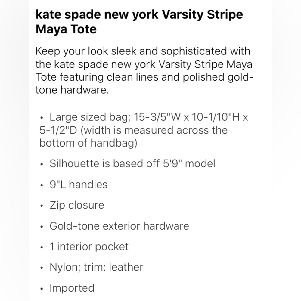 Kate Spade New York Varsity Stripe Maya Tote - Picture 9 of 9